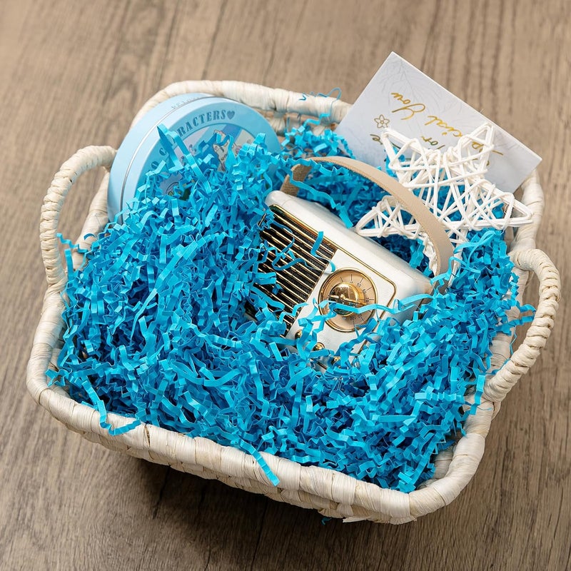 Mefleet 2 LB Crinkle Cut Paper Shred Filler Blue Crinkle Shredded Paper for Gift Box - Gift Basket Bag Filler - Grass Cushion Stuffing for Christmas Holiday Packaging Wrapping - Image 4